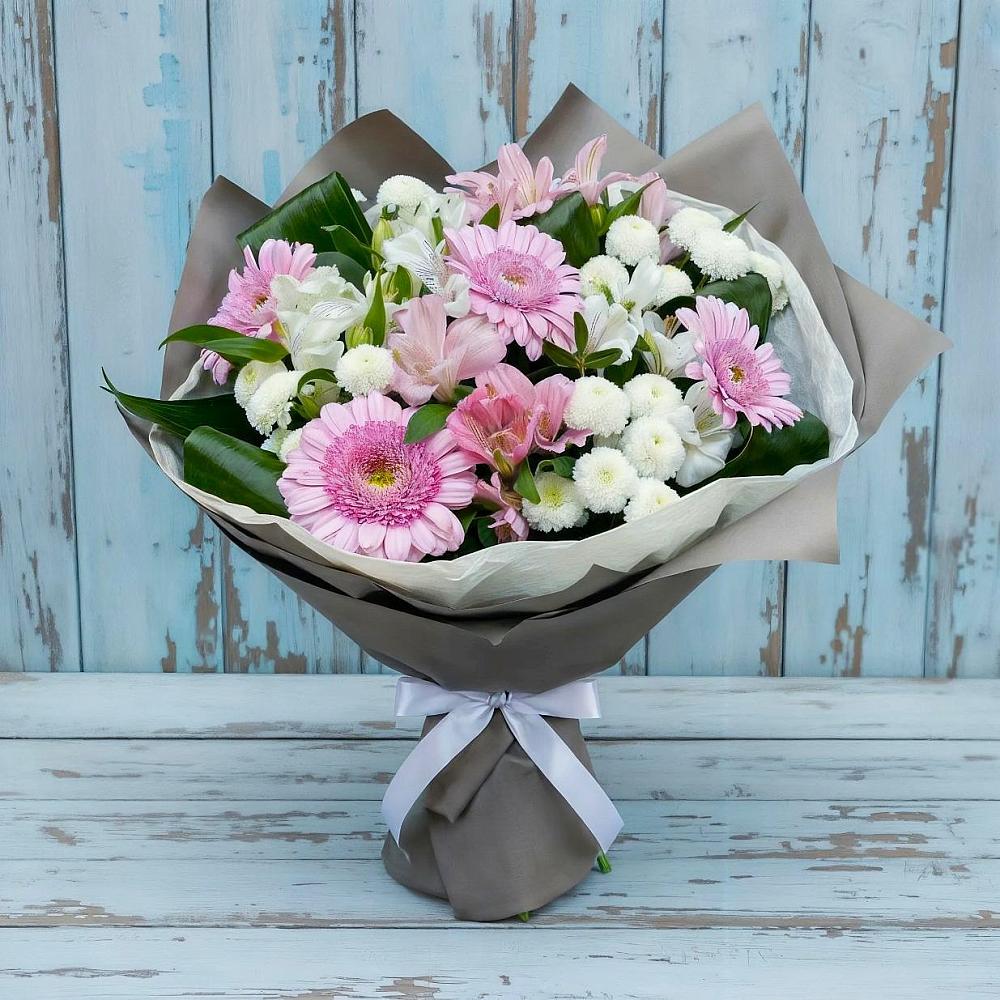 Букет цветов из: Герберы, Альстромерии и Хризантемы в Привольной